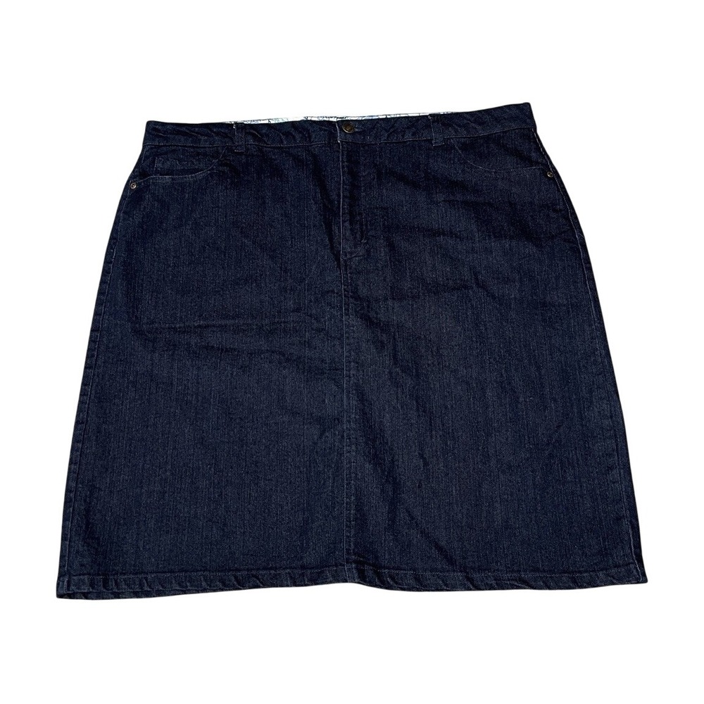 Laura Scott Women's Size‎ 18 Dark Wash Denim Skirt Knee Length Stretch Back Slit